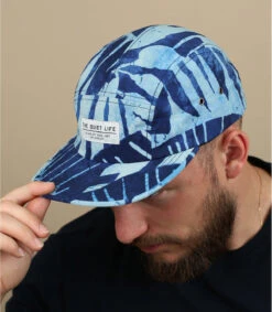 Monoprint 5 Panel Blue