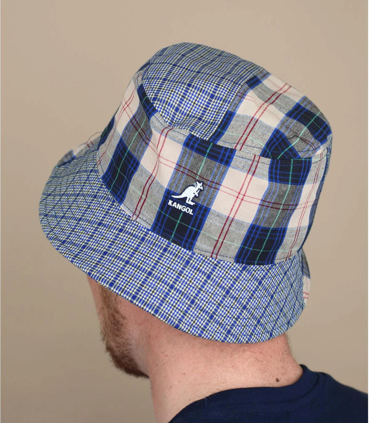 Kangol Plaid Mashup Bucket Mykonos Blue 3 Kangol Plaid Mashup Bucket Mykonos Blue