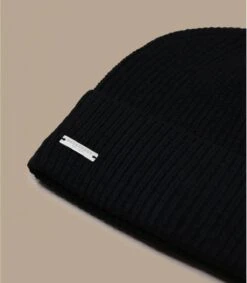 Seeberger Turn Up Beanie In Recycled Yarn Black -Cap Quette Magasin turn up beanie in recycled yarn black 2